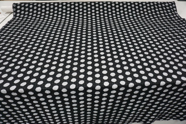 LAST PIECE: 2.1 MT  Polka Dot Print on Brushed Black Wool