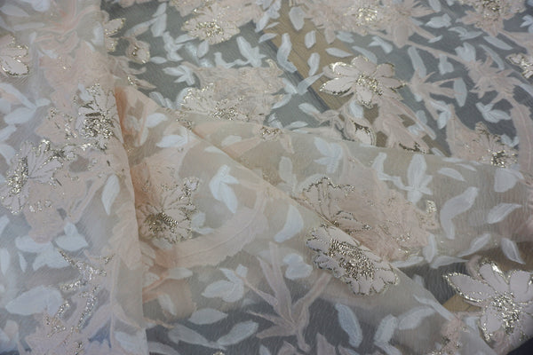 Pink Blush Roses Silk Blend Coupé Organza