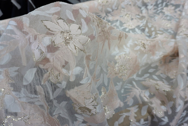 Pink Blush Roses Silk Blend Coupé Organza