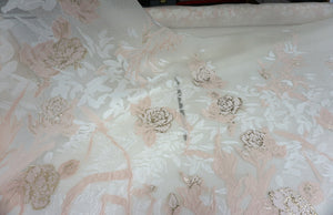 PANEL- Silk Blend Coupè Jacquard Organza, Blush Pink