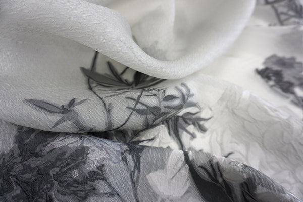 LAST PANEL- Silk Blend Coupè Jacquard Organza, Grey Scale