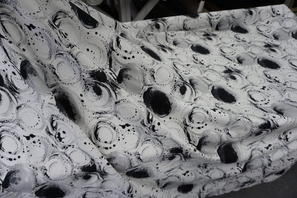 Ink Spill Print on Stretch Sateen