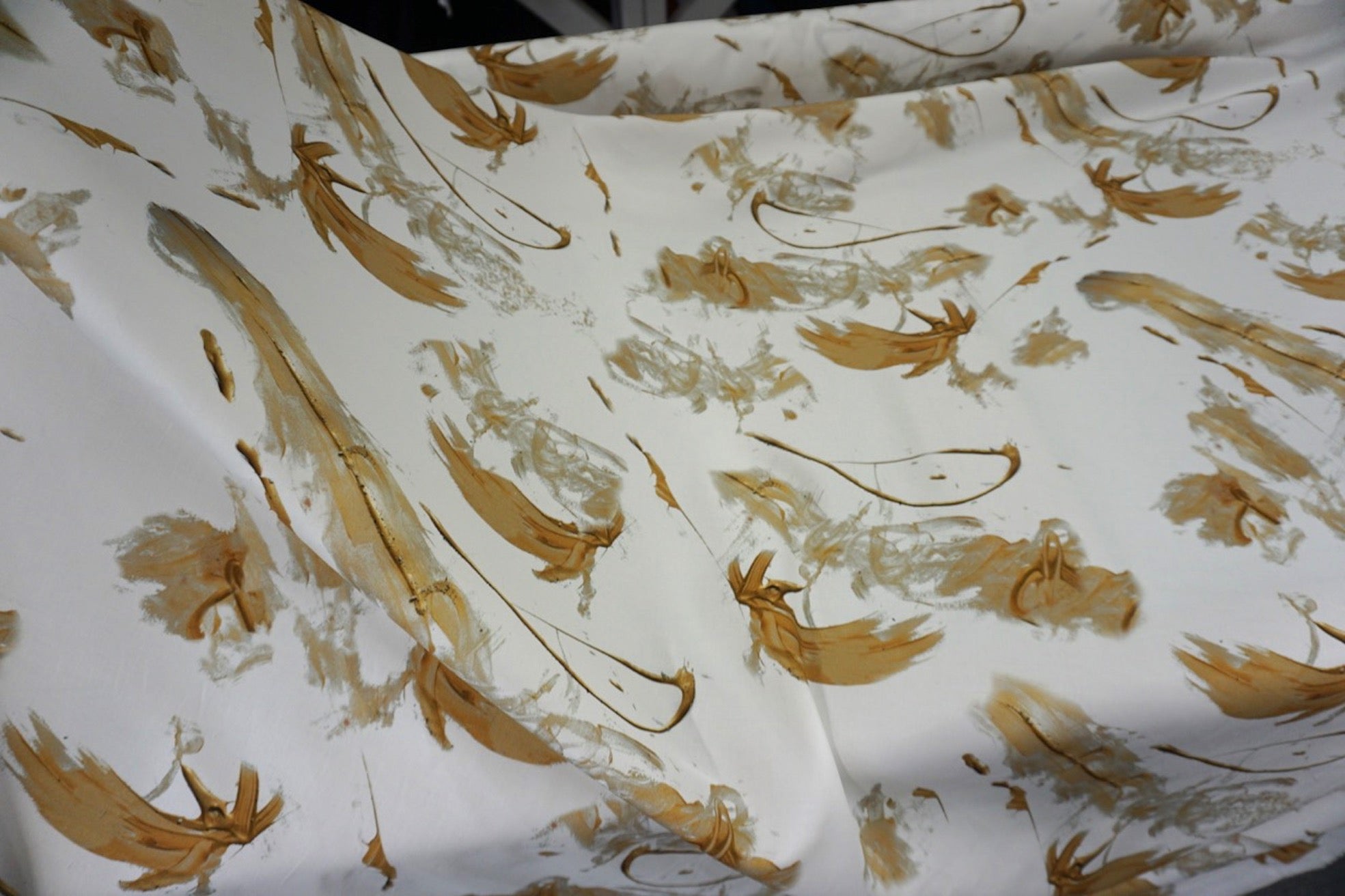 Gold Paint Print on Stretch Sateen