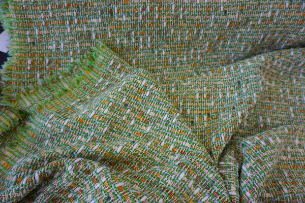 LAST PIECE: 0.35 MT  Lime Green Confetti Tweed Suiting