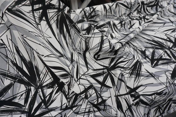 Abstract Monochrome Print on Stretch Sateen
