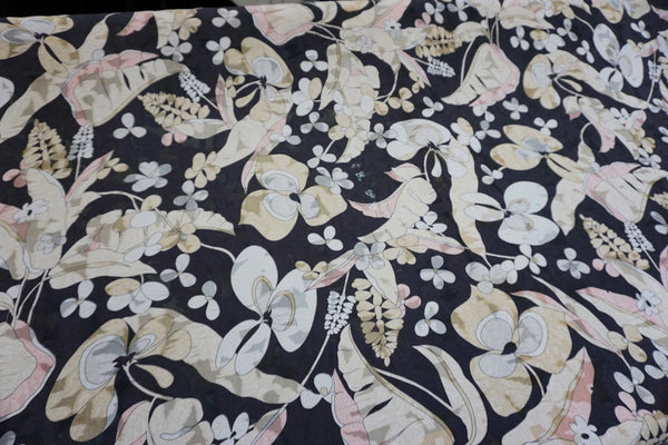 Pastel Petal Print on Jacquard Devoré
