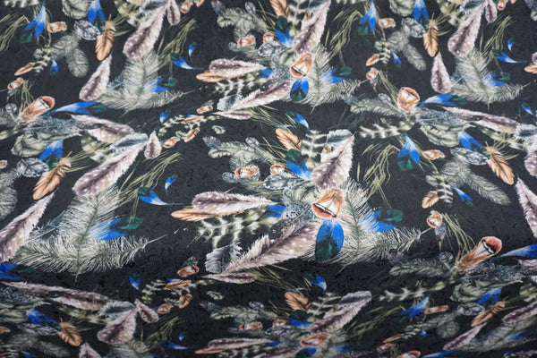 Feather Print on Cotton Blend Jacquard