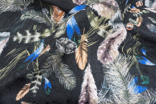 Feather Print on Cotton Blend Jacquard