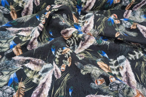 Feather Print on Cotton Blend Jacquard