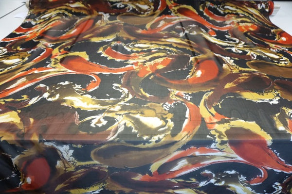 Abstract Koi Fish Print on Silk Chiffon