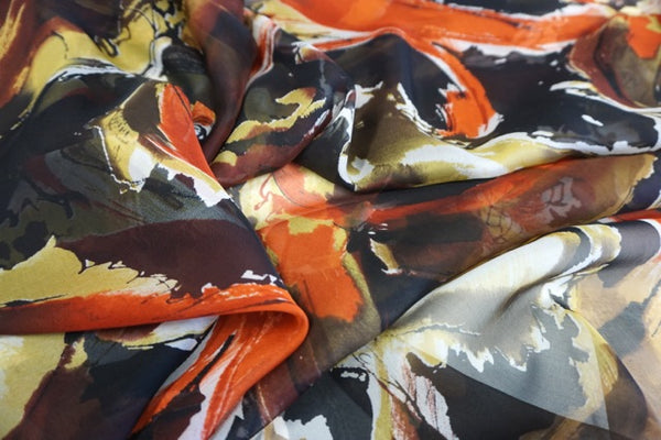 Abstract Koi Fish Print on Silk Chiffon