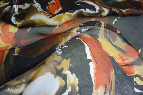 Abstract Koi Fish Print on Silk Chiffon