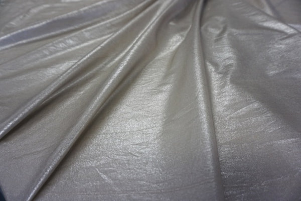 Silver Coated, Beige Silk and Cotton Voile