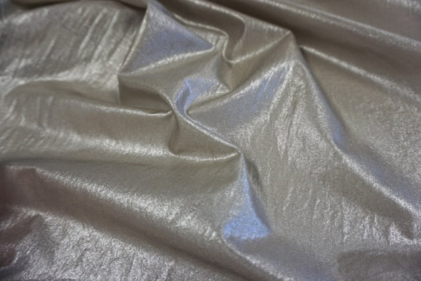 Silver Coated, Beige Silk and Cotton Voile