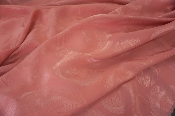 Satin Back Silk, Feather Jacquard in Apricot Pink