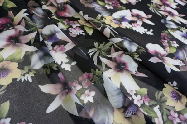 Midnight Orchid Print on Georgette