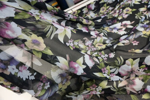 Midnight Orchid Print on Georgette