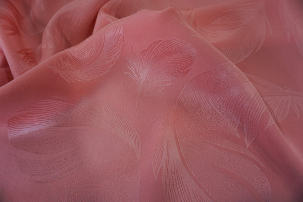 Satin Back Silk, Feather Jacquard in Apricot Pink
