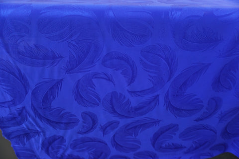 Satin Back Silk, Feather Jacquard in Cobalt Blue