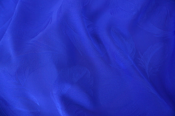 Satin Back Silk, Feather Jacquard in Cobalt Blue