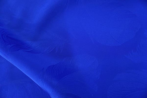 Satin Back Silk, Feather Jacquard in Cobalt Blue