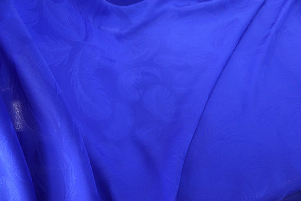 Satin Back Silk, Feather Jacquard in Cobalt Blue