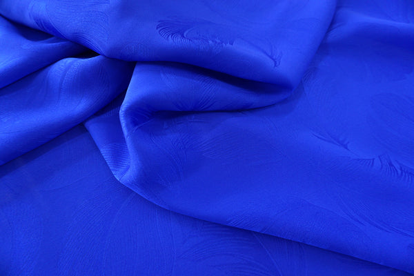 Satin Back Silk, Feather Jacquard in Cobalt Blue