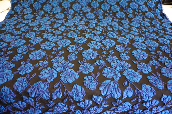 Blue Rose Cloque Jacquard