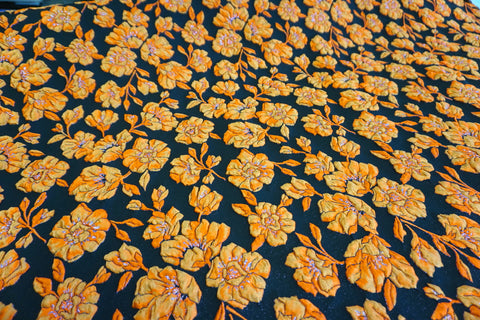 Orange Rose Cloque Jacquard