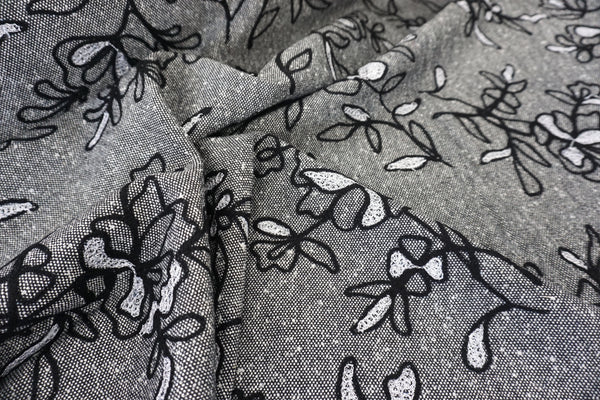 Embroidered Silver Floral Tweed Suiting