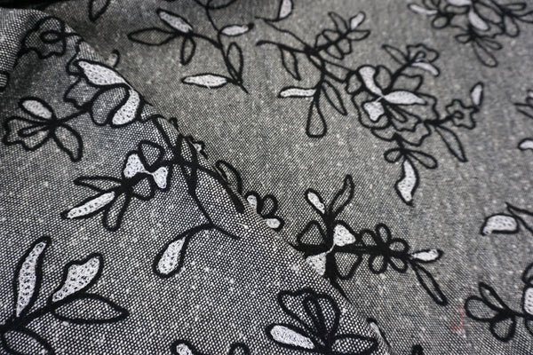 Embroidered Silver Floral Tweed Suiting