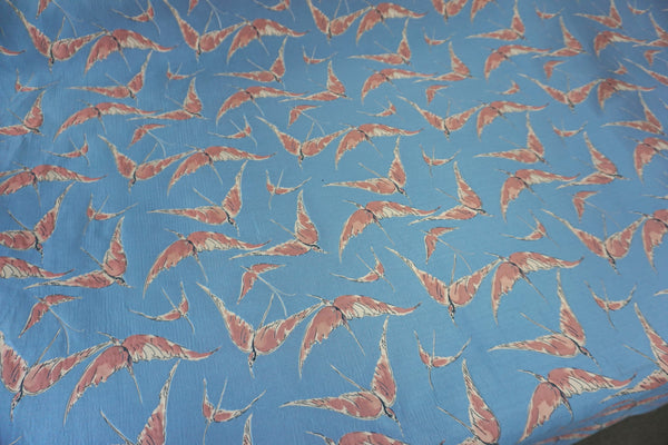 Reversible Flying Birds Jacquard, Sky Blue, 1.7mt wide