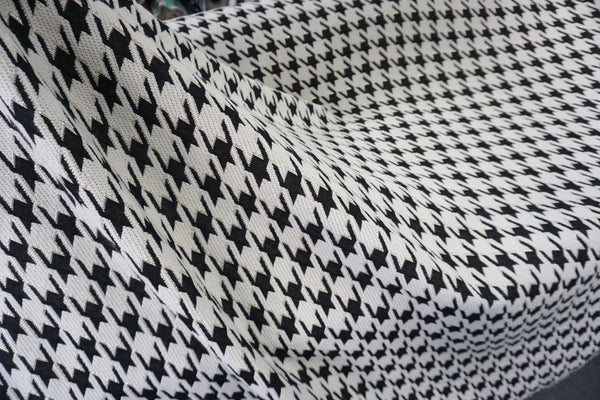 Reversible Gilded Houndstooth Wool Blend Jacquard