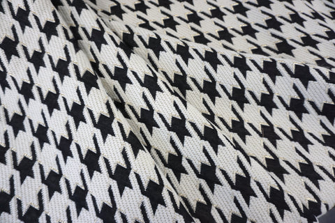 Reversible Gilded Houndstooth Wool Blend Jacquard