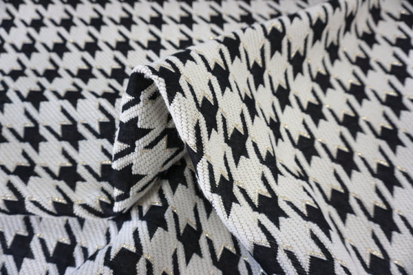 Reversible Gilded Houndstooth Wool Blend Jacquard