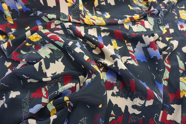 Silk Blend Crepe de Chine, Vintage Slides Print