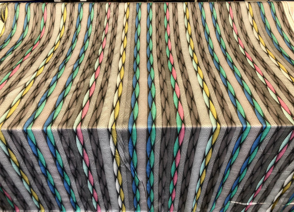 Optical Stripe Print on Stretch Satin