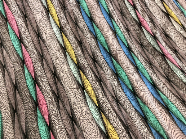 Optical Stripe Print on Stretch Satin