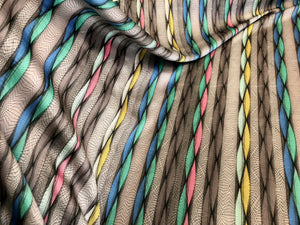 Optical Stripe Print on Stretch Satin