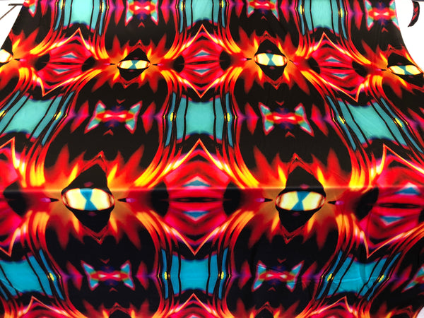 Blue Flame Mirror Print on Stretch Satin