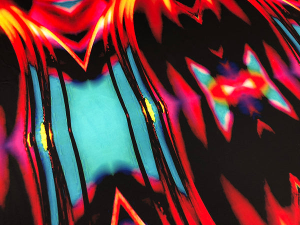 Blue Flame Mirror Print on Stretch Satin