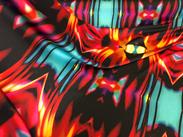 Blue Flame Mirror Print on Stretch Satin
