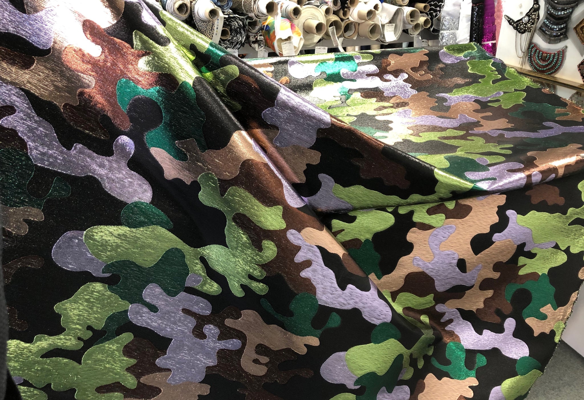 Camo Lurex Jacquard Suiting