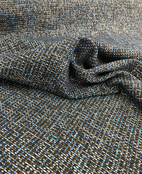 Blue & Black Speckled Tweed Suiting