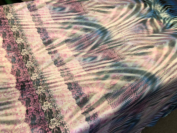 Wildly Laced Print on Stretch Satin