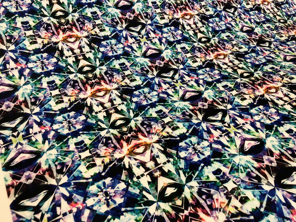 Kaleidoscope Crystal Print on Stretch Scuba