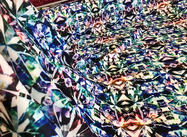Kaleidoscope Crystal Print on Stretch Scuba