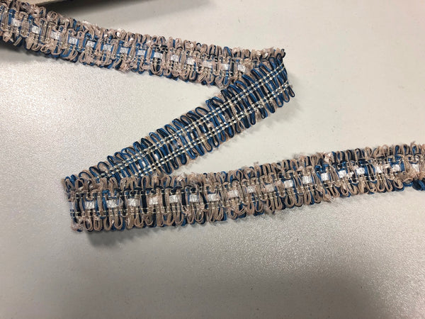 Blue & Beige Textured Braid Trim