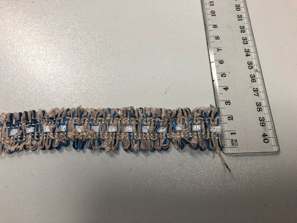 Blue & Beige Textured Braid Trim