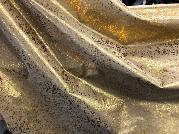 Silk Lurex Blend Jacquard, Shattered Gold